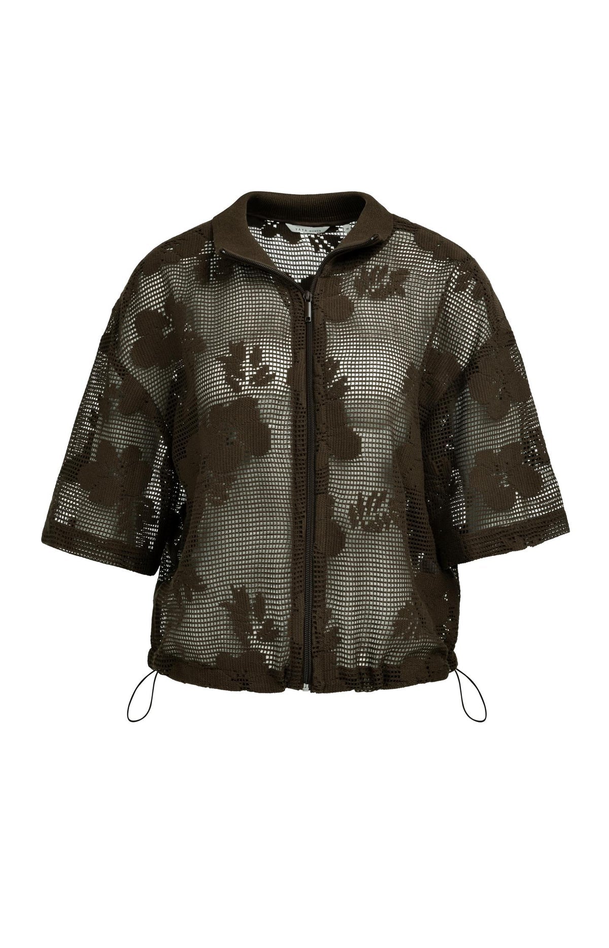 Yaya 01-201234 Crochet jacket brown