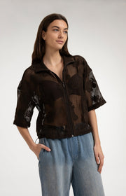 Yaya 01-201234 Crochet jacket brown
