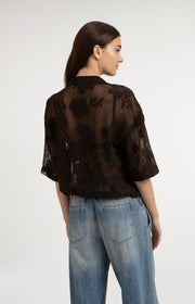 Yaya 01-201234 Crochet jacket brown