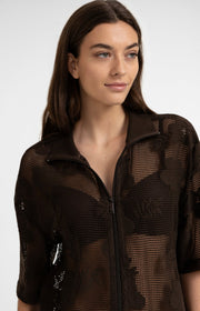 Yaya 01-201234 Crochet jacket brown