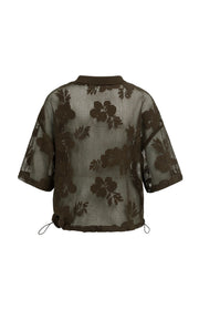 Yaya 01-201234 Crochet jacket brown