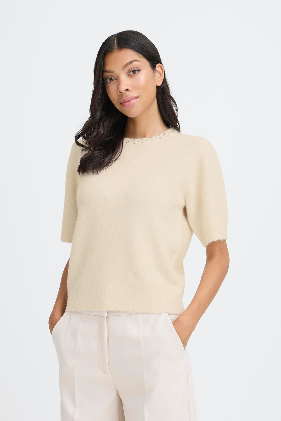 BYOUNG BYomea rhinestones ss jumper