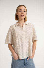 Yaya 01-201230 Jacquard blouse beige