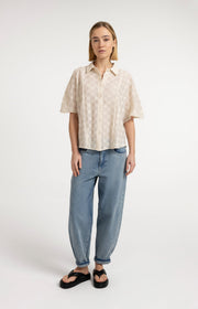 Yaya 01-201230 Jacquard blouse beige