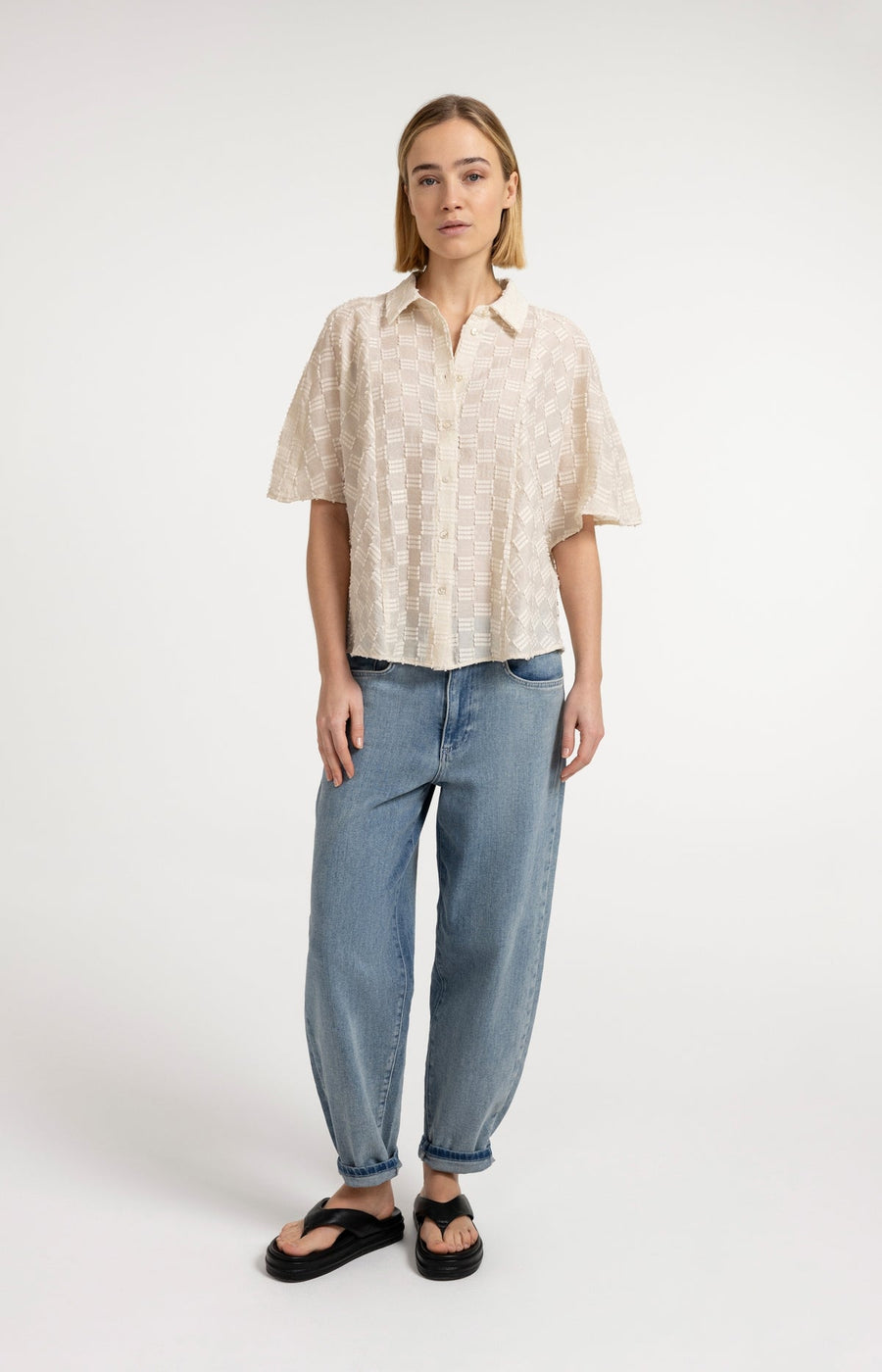 Yaya 01-201230 Jacquard blouse beige