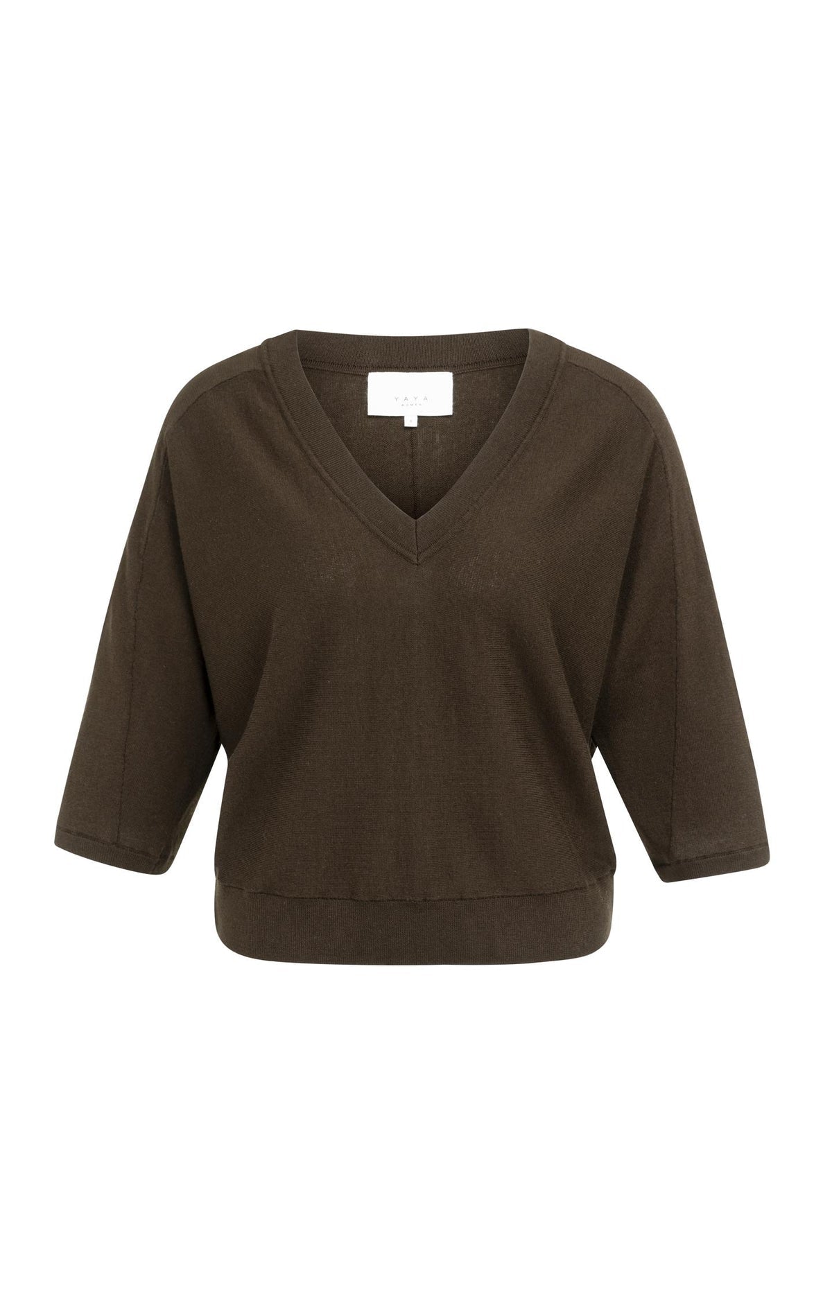 Yaya 01-000609 V neck sweater brown