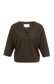 Yaya 01-000609 V neck sweater brown
