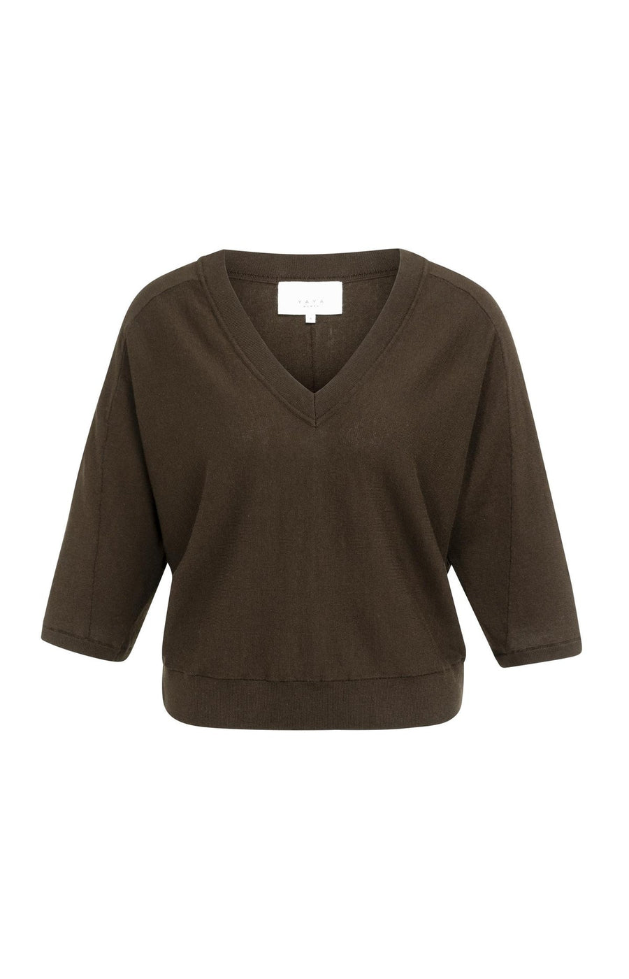 Yaya 01-000609 V neck sweater brown