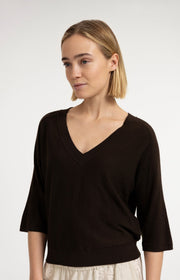 Yaya 01-000609 V neck sweater brown