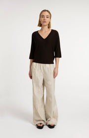 Yaya 01-000609 V neck sweater brown
