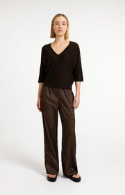 Yaya 01-000609 V neck sweater brown