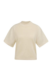 Yaya 01-000605 Knitted top with short sleeves beige