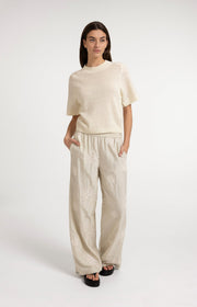 Yaya 01-000605 Knitted top with short sleeves beige