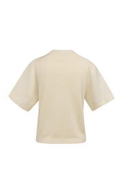 Yaya 01-000605 Knitted top with short sleeves beige