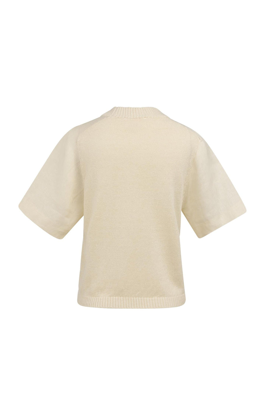 Yaya 01-000605 Knitted top with short sleeves beige