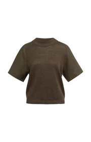 Yaya 01-000605 Knitted top with short sleeves brown  Sm