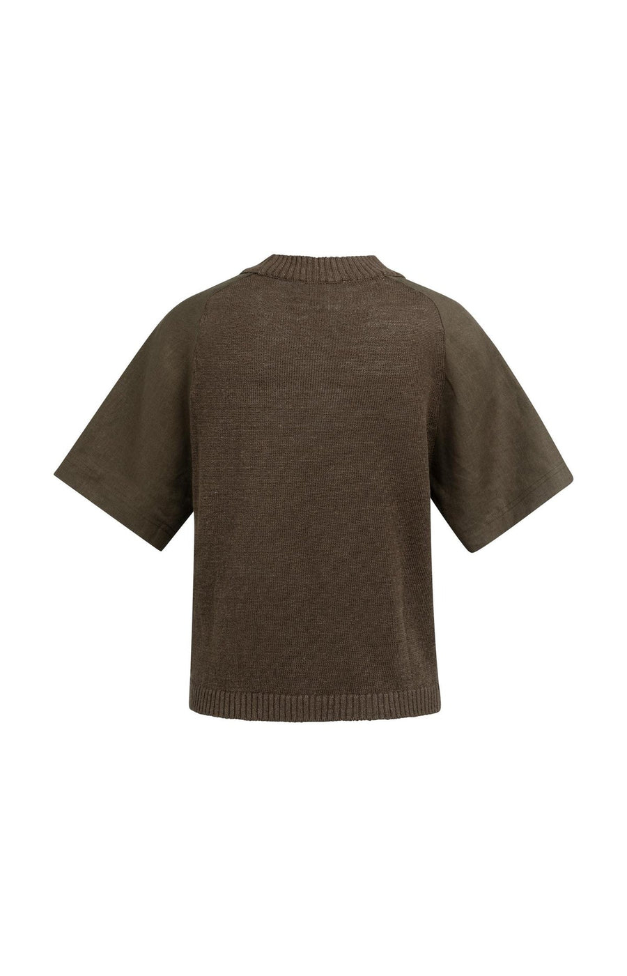 Yaya 01-000605 Knitted top with short sleeves brown  Sm