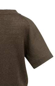 Yaya 01-000605 Knitted top with short sleeves brown  Sm