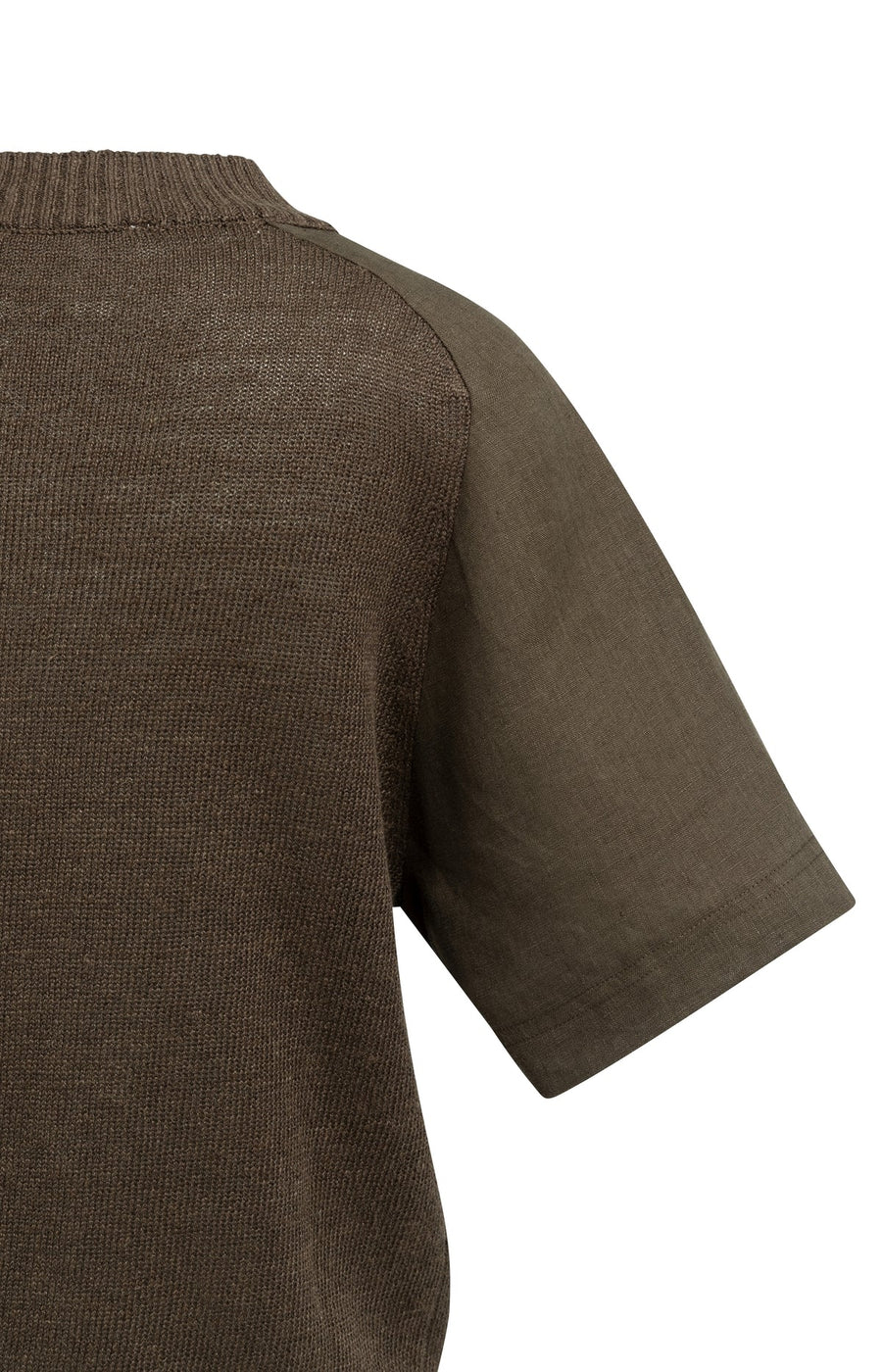 Yaya 01-000605 Knitted top with short sleeves brown  Sm