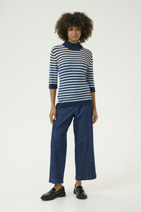 CULTURE CUannemette rib turtleneck blue