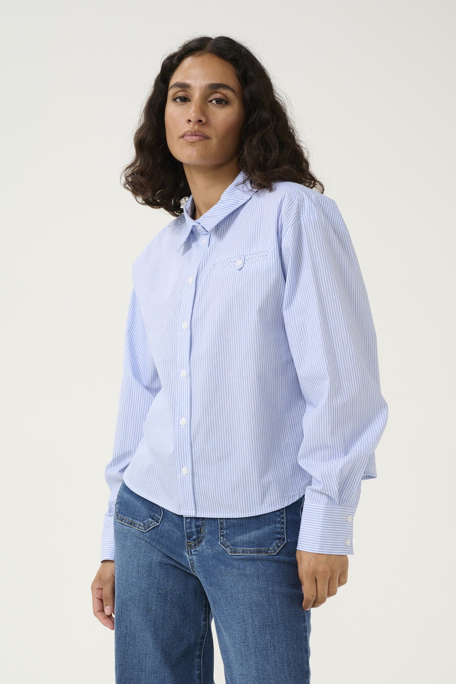 Kaffe KAsofie shirt white and blue stripe