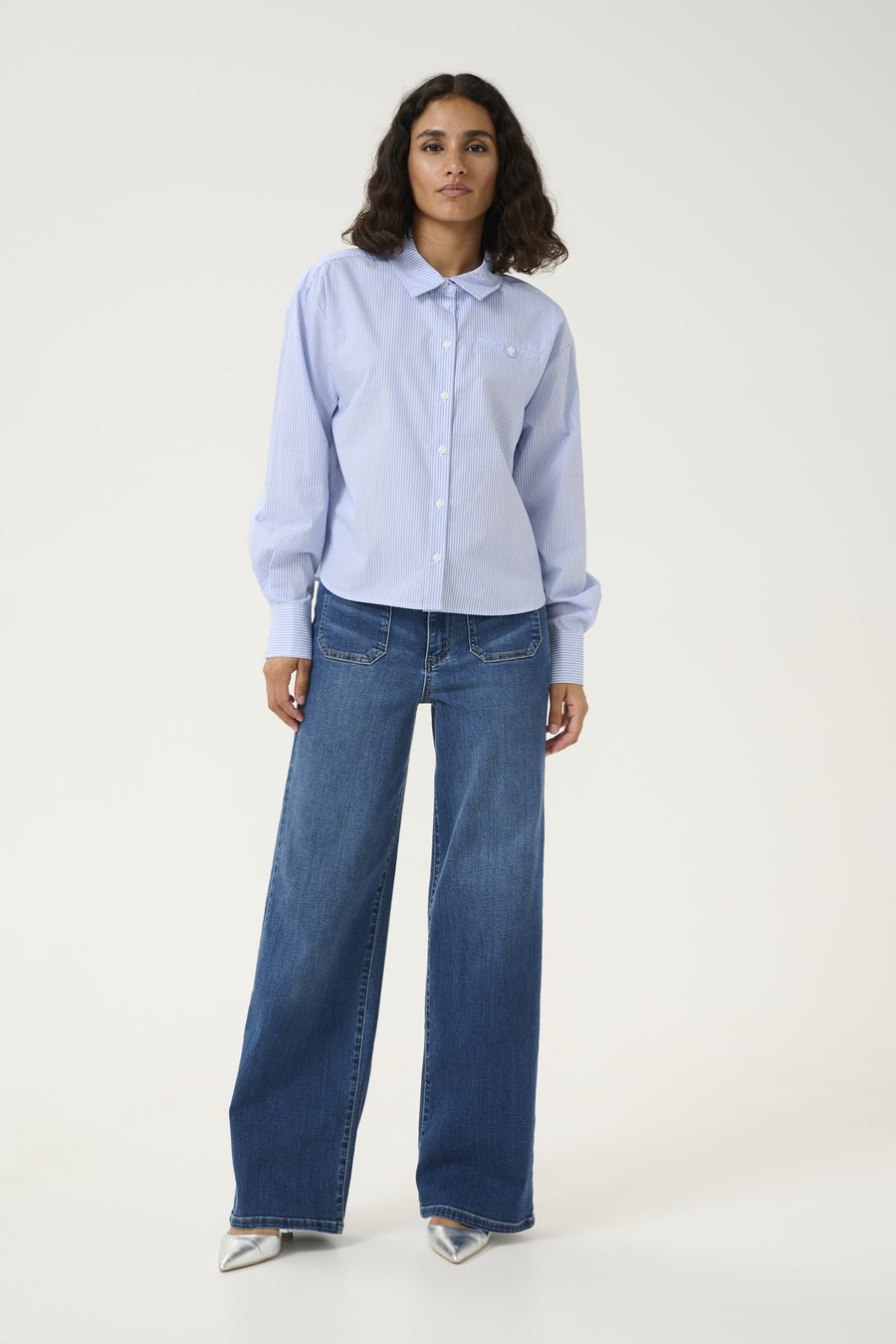 Kaffe KAsofie shirt white and blue stripe