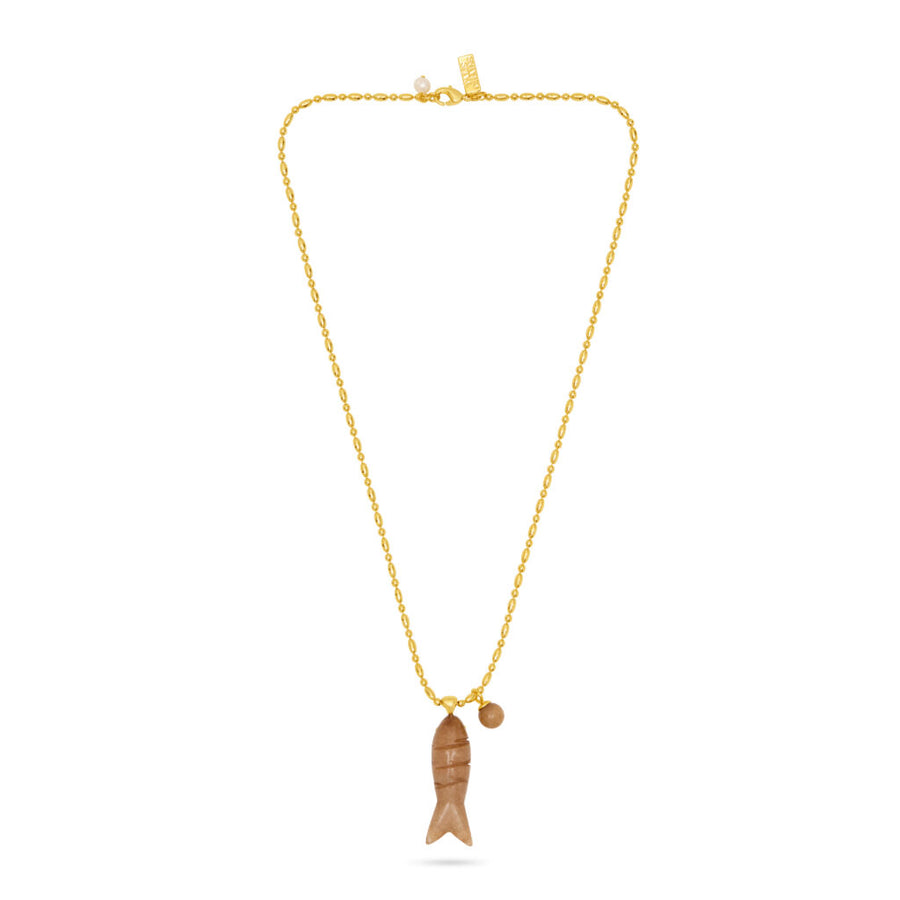 Talis Chains Happy Fish Pendant Smokey quartz
