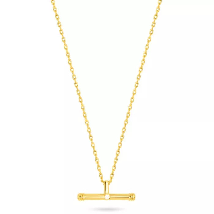 Talis Chains T Bar Pendant on belcher chain White CZ