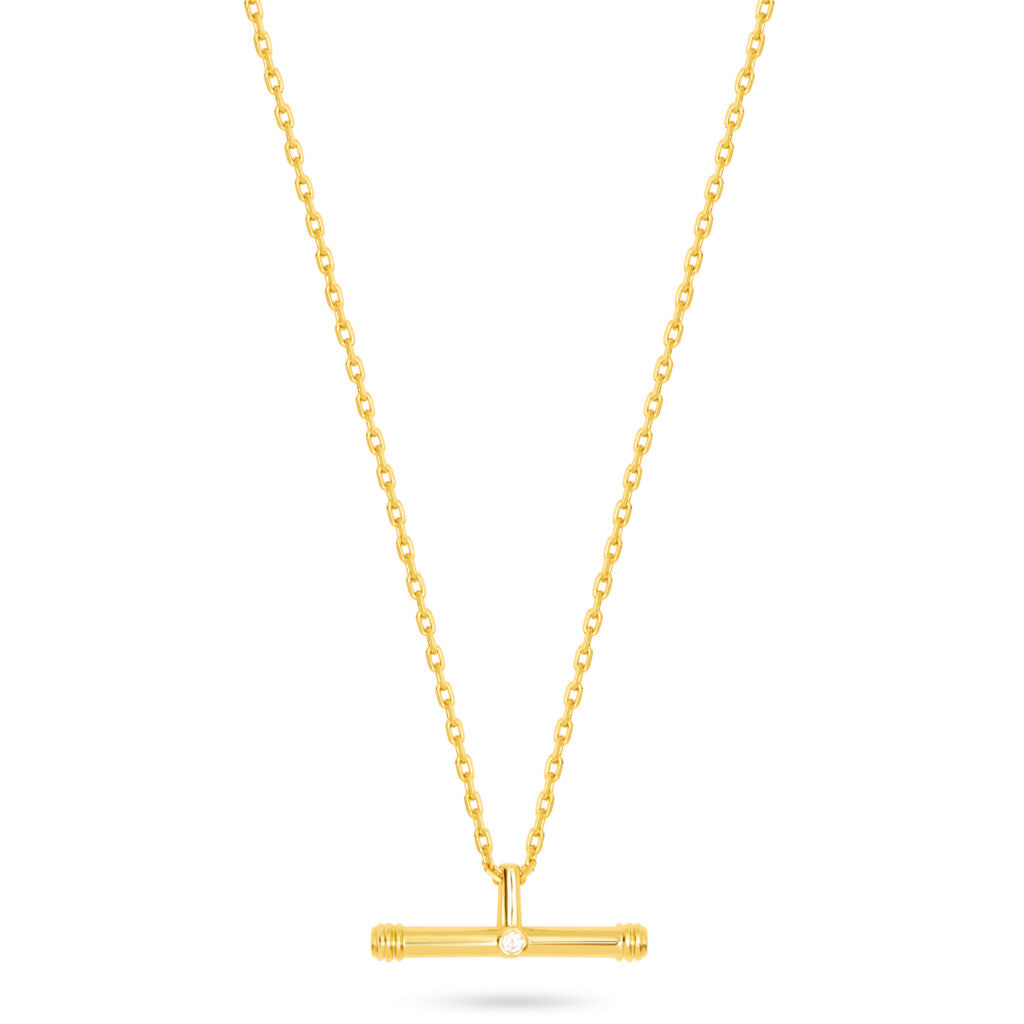 Talis Chains T Bar Pendant on belcher chain White CZ