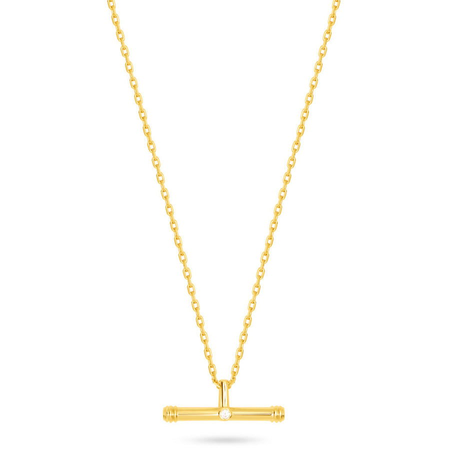 Talis Chains T Bar Pendant on belcher chain White CZ