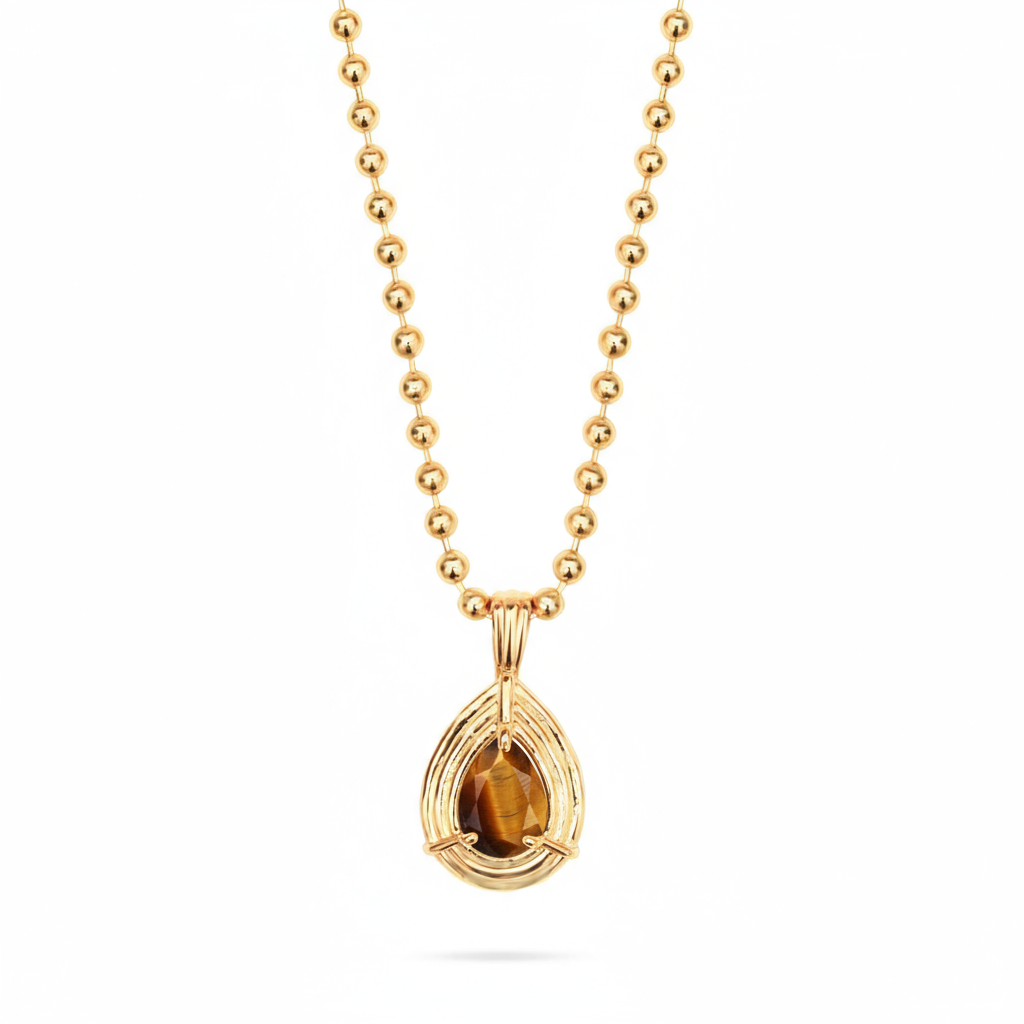 Talis Chains Pear Drop Pendant Necklace- Tiger’s Eye
