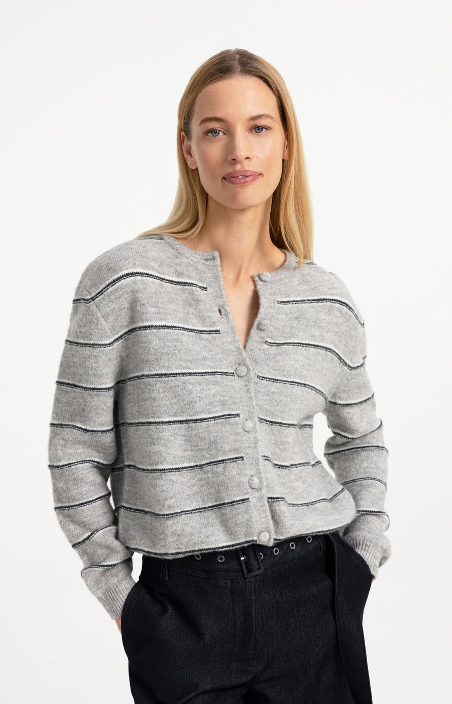 Yaya 01-010168 Knitted Striped cardigan