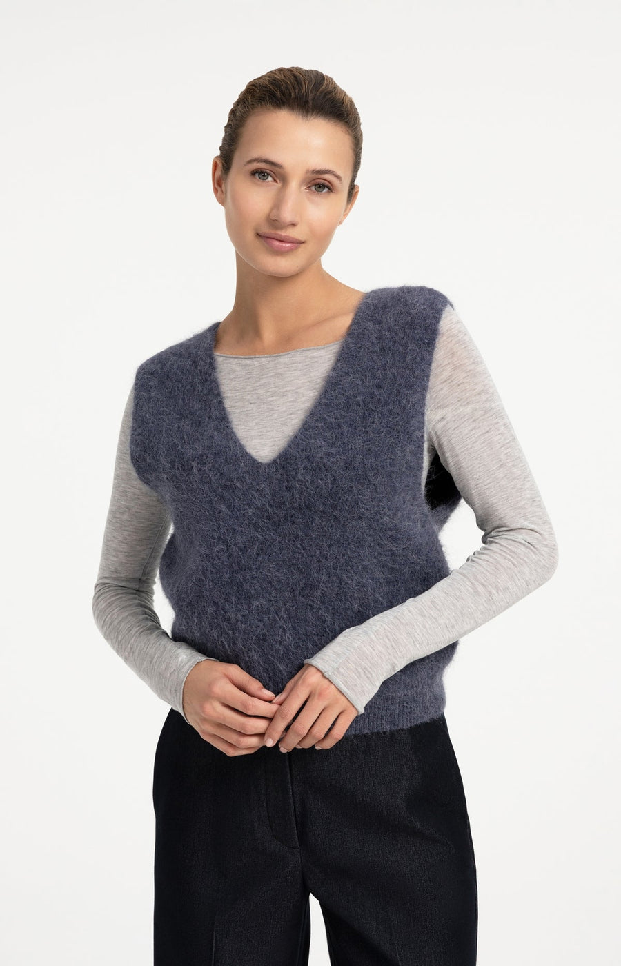 Yaya 01-000635 Spencer with deep v neck