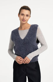 Yaya 01-000635 Spencer with deep v neck