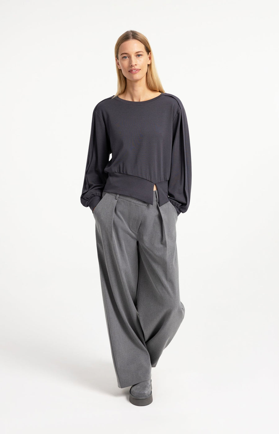 Yaya 01-30126 Woven wide leg trousers