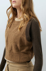 Yaya 01-000634 Soft knitted spencer brown