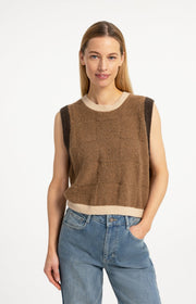 Yaya 01-000634 Soft knitted spencer brown