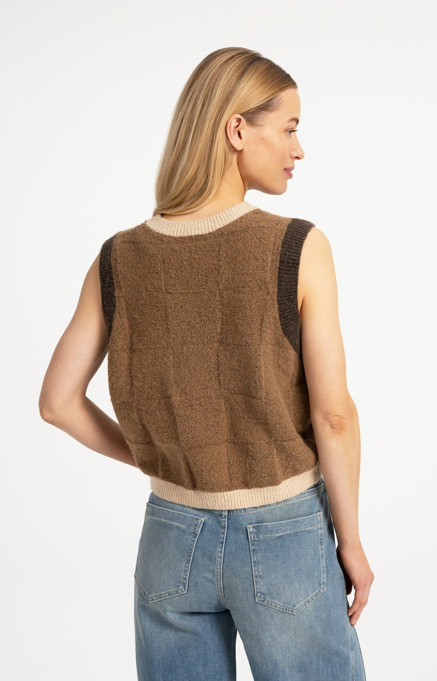 Yaya 01-000634 Soft knitted spencer brown