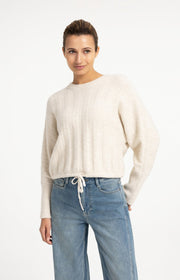 Yaya 01-000631 Rib batwing sweater with cord