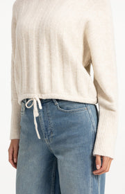 Yaya 01-000631 Rib batwing sweater with cord