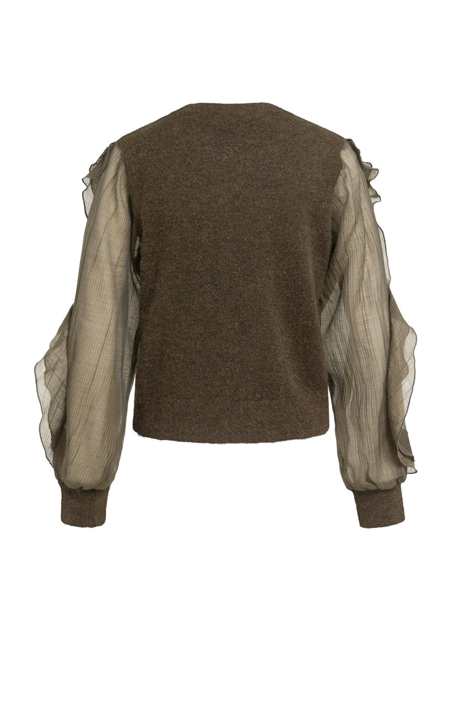 Yaya 01-000638 knitted sweater with woven sleeves