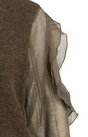 Yaya 01-000638 knitted sweater with woven sleeves