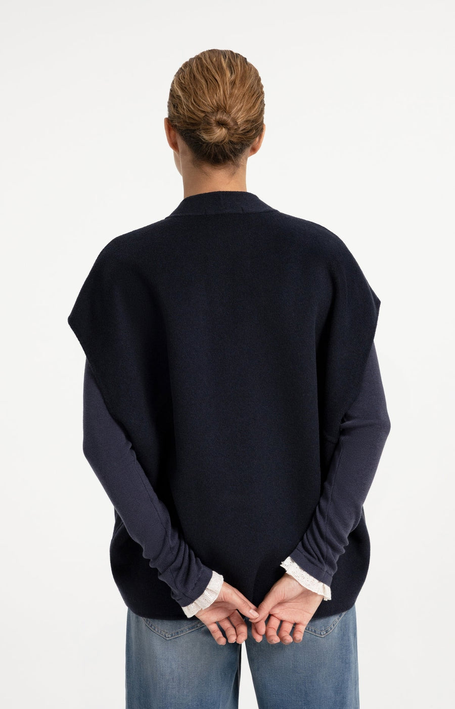 Yaya 02-021010 oversized woolmix woven bodywarmer