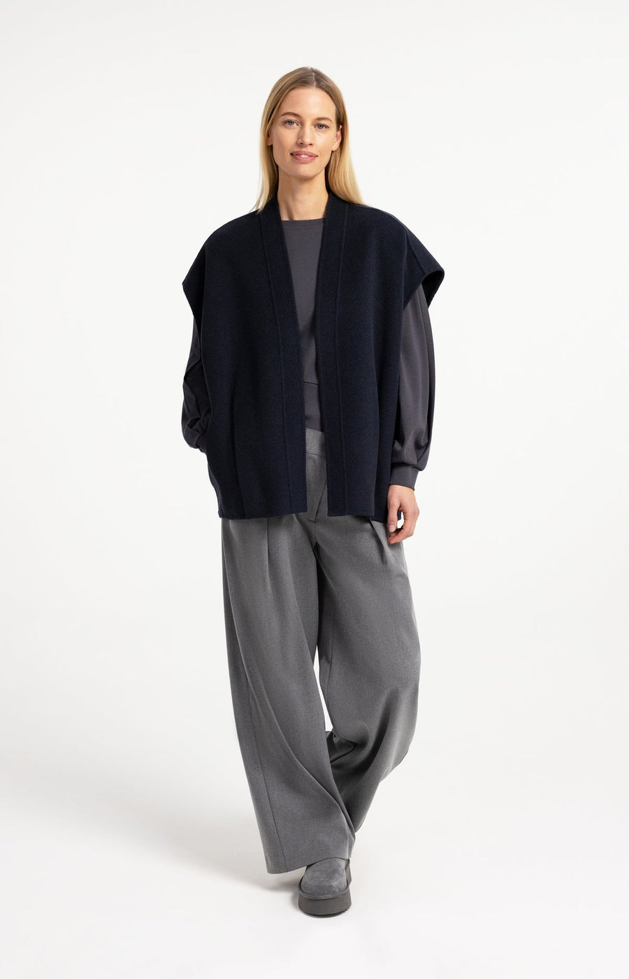 Yaya 02-021010 oversized woolmix woven bodywarmer