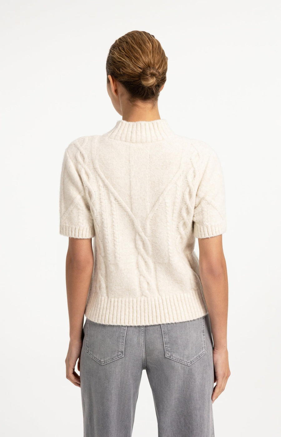 Yaya 01-000639 Cable sweater short sleeve