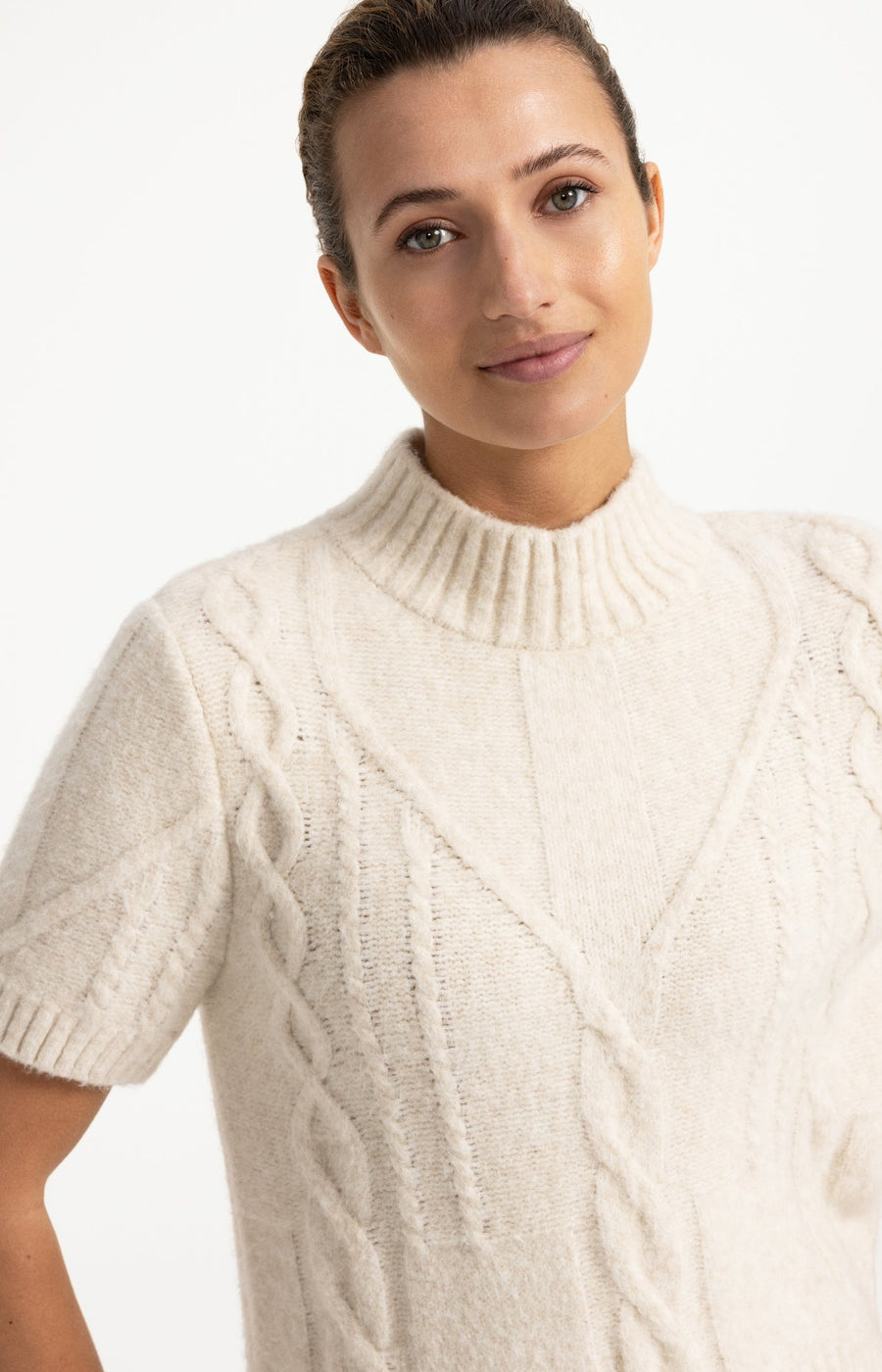 Yaya 01-000639 Cable sweater short sleeve
