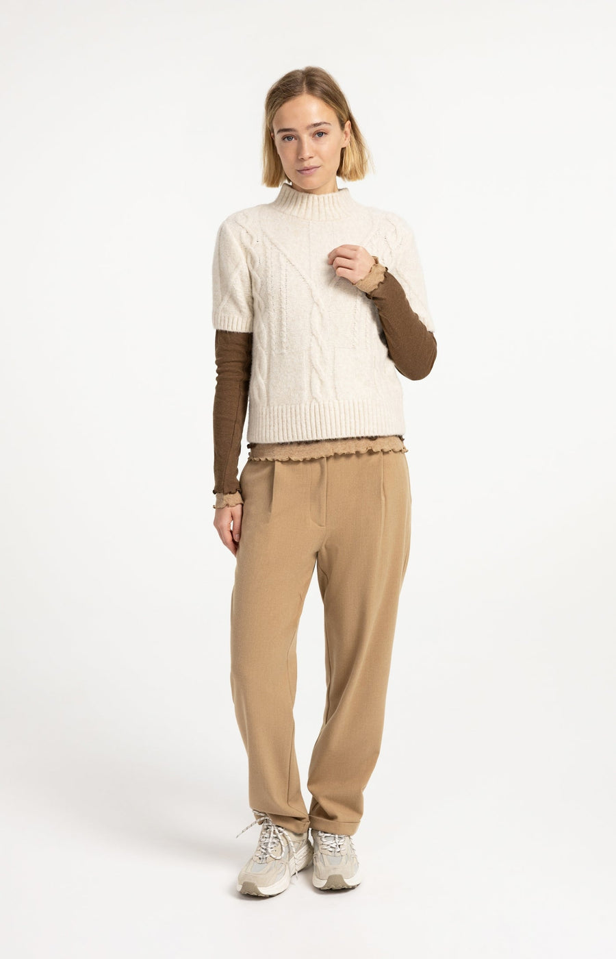 Yaya 01-000639 Cable sweater short sleeve