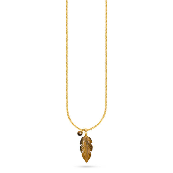 Talis Chains Leaf Necklace tigers eye