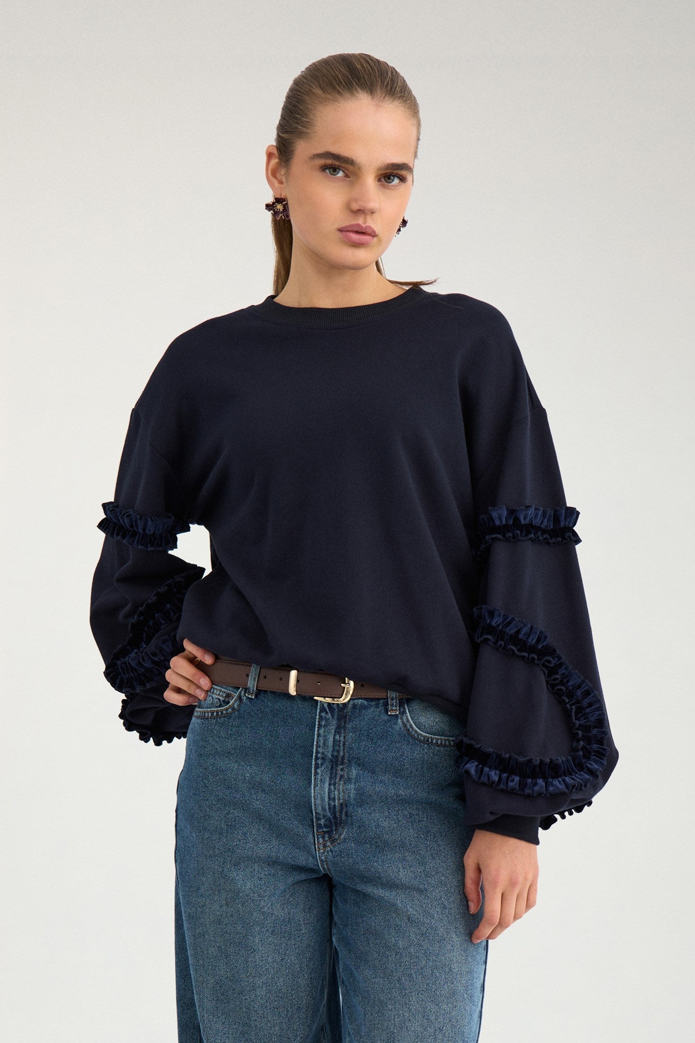 Numph NUsabby o neck sweatshirt navy