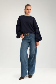 Numph NUsabby o neck sweatshirt navy